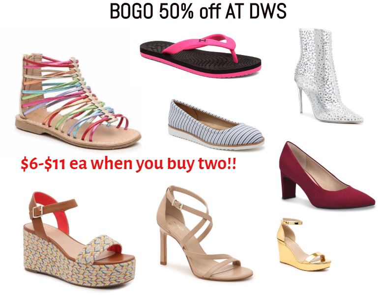 BOGO 50% off AT DWS: as LOW as $6-$11 + free SHIPPING