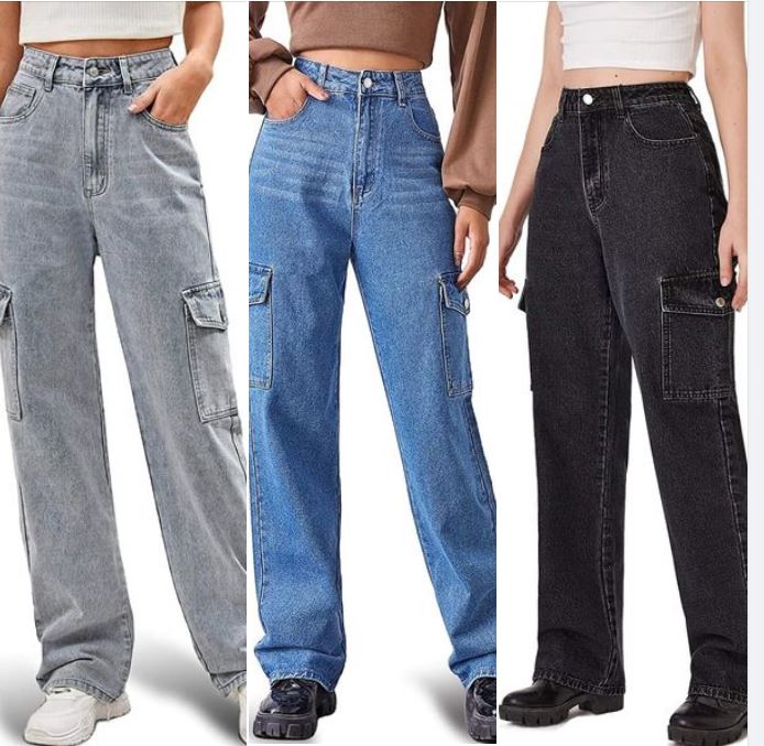 Women's High Waist Flap Pocket Side Baggy Jeans $19.79 (was $32.99)